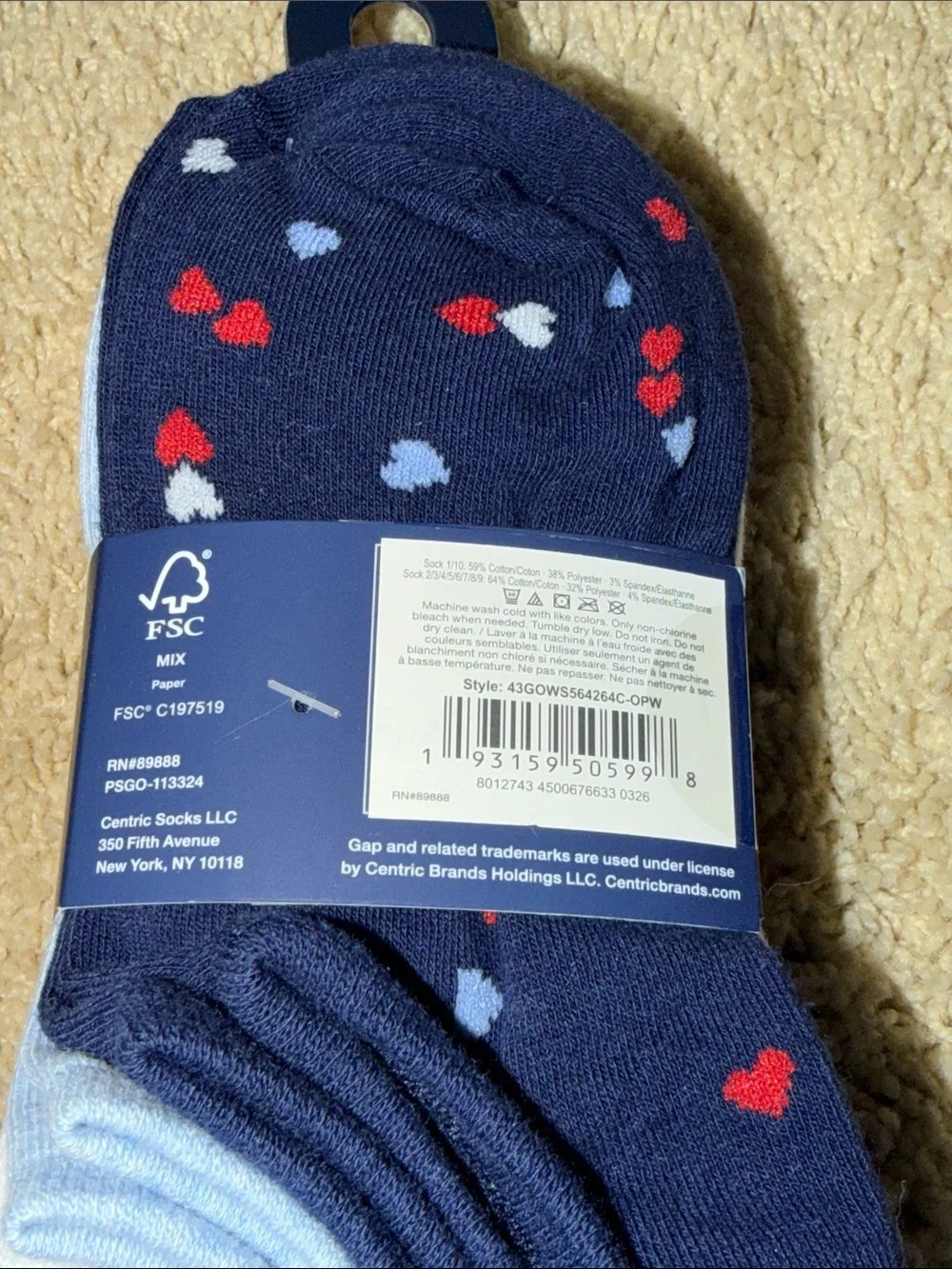 GAP Low-Cut Socks White, Blue, Gray & Light Blue